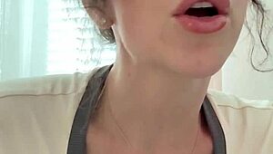 Brunette girlfriend whispers asmr dirty joi handjob big natural tits puffy nipples boyfriend