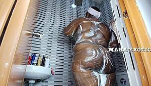 mara exotic and nigerian hubby rip clothes for quick wet pussy shower doggystyle with big black cock shaking ass