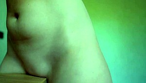 Kinky brunette teen dry humps desk for naked pussy orgasms compilation