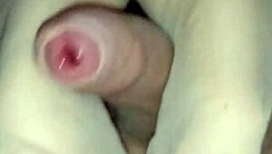 homemade girlfriend in nylons gives footjob with toes on cock ending in hot cumshot