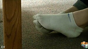 Hidden cam captures dirty sneakers and sweaty socks candid foot fetish tease