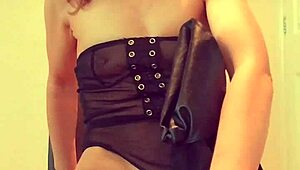 beautiful british milf spreads pussy lips in thigh high boots masturbating with heels on her pierced nipples