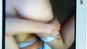 french webcam slut fanny shoves dildo deep in shaved pussy