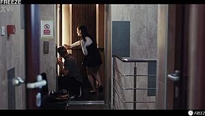 hey, watch this 18yo brat get bound and ripped by old handyman in elevator stop-time fetish