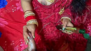 newlywed indian wife and hubby dive into first time bedroom fun with dirty hindi talk