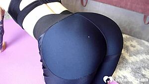 Brunette Workout Strips Rips Clothes Flexible Yoga Bent Over for Hardcore Anal Doggystyle