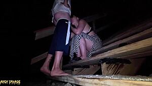 late night beach thrill as asian girlfriend gets public deepthroat blowjob then chinese guy munches her pussy in the car