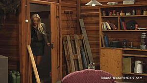 dom mistress fingers gropes big ass lesbian slave into submissive orgasm bondage!