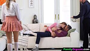 finicky teens get whipped hard then shared roughly by stepdads in twisted family punishment orgy