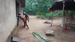 sexy chubby ebony bodybuilder rides two long cocks bent over kitchen counter doggystyle cowgirl