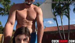 cuck husband watches petite wife get drilled deep by stranger's big cock