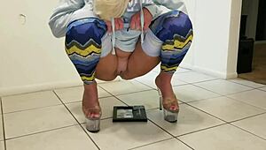 Can her pretty shaved milf pussy pee anywhere you want right now?