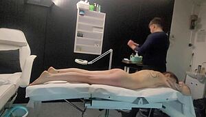 masseuse turns lady's massage into face fucking and deep pussy pounding session