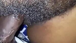 hairy pussy ebony wife fucked hard by huge cock creampie