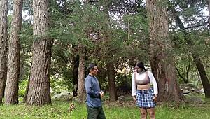 yo old dude rails young college slut in field moaning wet