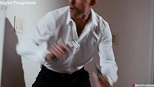 brunette babe in vigilante city fantasy sucks monster cock hardcore