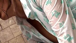 romana bends over in shower for deepthroat then anal creampie