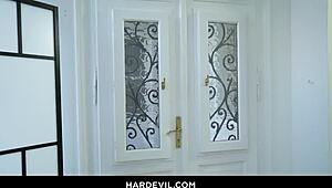 kitana lure's naughty wife takes double penetration anal from two monster cocks in lingerie