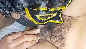 Intensely Licking Hot Desi Indian Bhabhi's Juicy Hairy Pussy Up Close