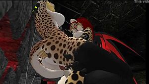 demon hunter shemale fucks furry monster with blowjob action