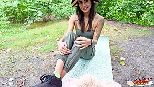 german scout spots skinny teen jenny stella chats her into hard anal casting berlin streets