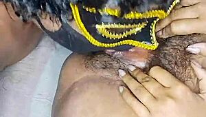 Intensely Licking Hot Desi Indian Bhabhi's Juicy Hairy Pussy Up Close