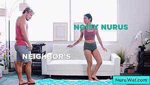 OMG, Avery Black's wet nuru massage turns naked with Robby Apples—slippery teen bliss!