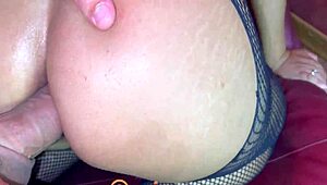 stepdaughter bends over teasin panties off for tight anal pounding when mom leaves