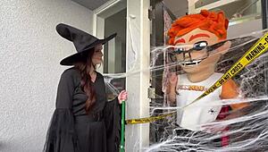 Chloe Foxxe Halloween Rides Broomstick Cock Cowgirl Cumshot