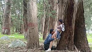 yo old dude rails young college slut in field moaning wet