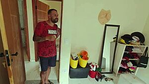 Skinny carioca pounded raw in bush with couple caught banging bareback!