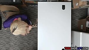 Big Ass Blonde Teen Thief Caught By Cop Fucked In Backroom