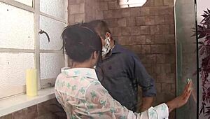 romana bends over in shower for deepthroat then anal creampie