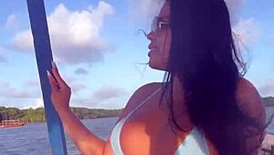 Brazilian Latina Wife Boat Ride in Bikini
