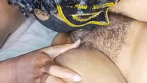Intensely Licking Hot Desi Indian Bhabhi's Juicy Hairy Pussy Up Close