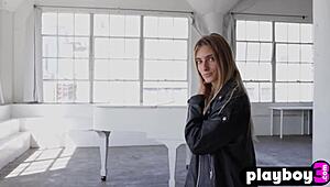 Ready to see petite tattooed blonde irina's small tits after naked strip?