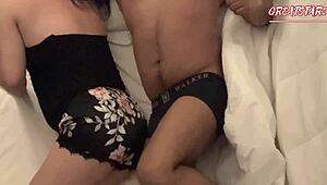 Hey stepdad why so scared when daughter rides your cock behind wife's back