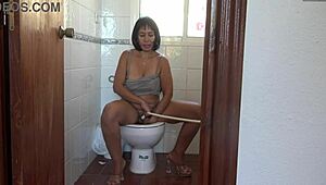 Perverted French Milf's Hairy Pussy Dripping Piss Tease