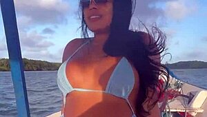 Brazilian Latina Wife Boat Ride in Bikini