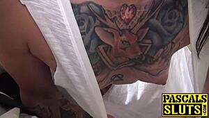 cute nayomi sharp dominated rough by old man pascal deepthroat cum spray