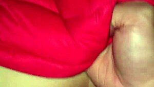 cumshots blasting all over her pink puffy jacket while she moans in ecstasy 😍💦