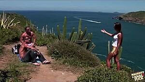 i spot two beach hunks and beg for my first outdoor dp threesome with double anal pounding my blonde ass hard