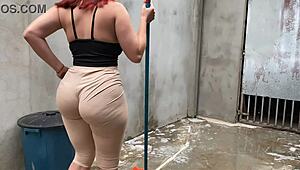 brazilian maid provokes voyeur with her teasing ass moves