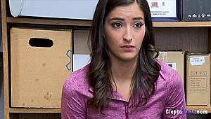 Petite Horny 18+ Shop Slut Caught Stealing Gets Hardcore Fucked Bent Over by Angry Shop Staff
