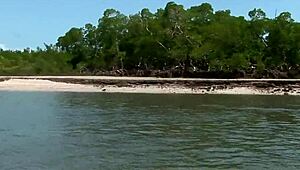 hey check out this latina milf with small firm tits and brunette hair fucking hard on the beach