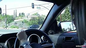 Sexy blonde milf cougar picks up stud for rough doggy cheating ride while hubby's gone?