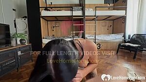 roommate watches us fuck doggy then joins horny ride