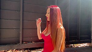artemisia love smokes hot solo outdoor showing big tits sexy long hair