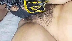 Intensely Licking Hot Desi Indian Bhabhi's Juicy Hairy Pussy Up Close