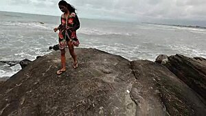 Skinny carioca pounded raw in bush with couple caught banging bareback!